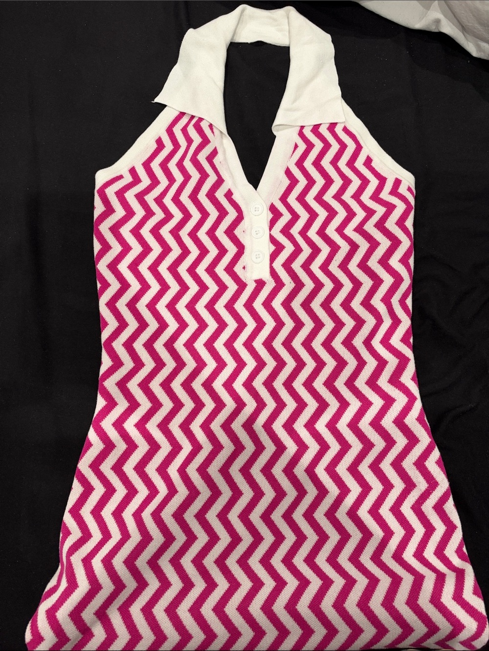 SHEIN Women’s Pink Chevron Halter Knit Top